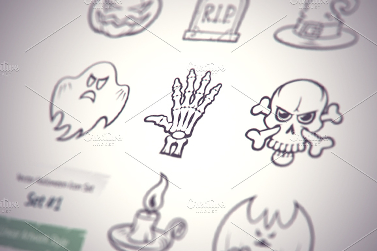 Halloween Sketch Icons Set, an Icon by painterr (Photo 1 of 2)