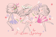 Cute girls vector-Three girlfriends, a Person Illustration by StudioLondon (Thumbnail 1 of 2)