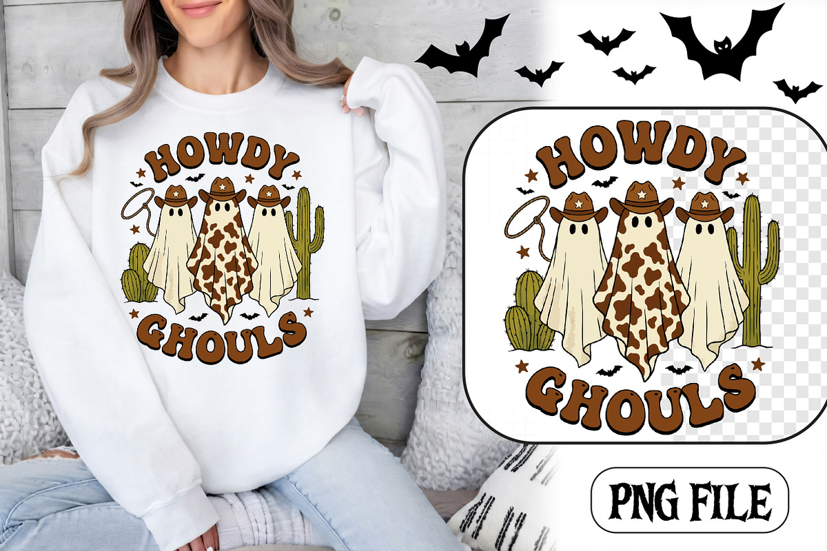 Howdy Ghouls Cowboy Ghost PNG Art, a Seasonal Illustration by CrexoraLab (Photo 1 of 4)