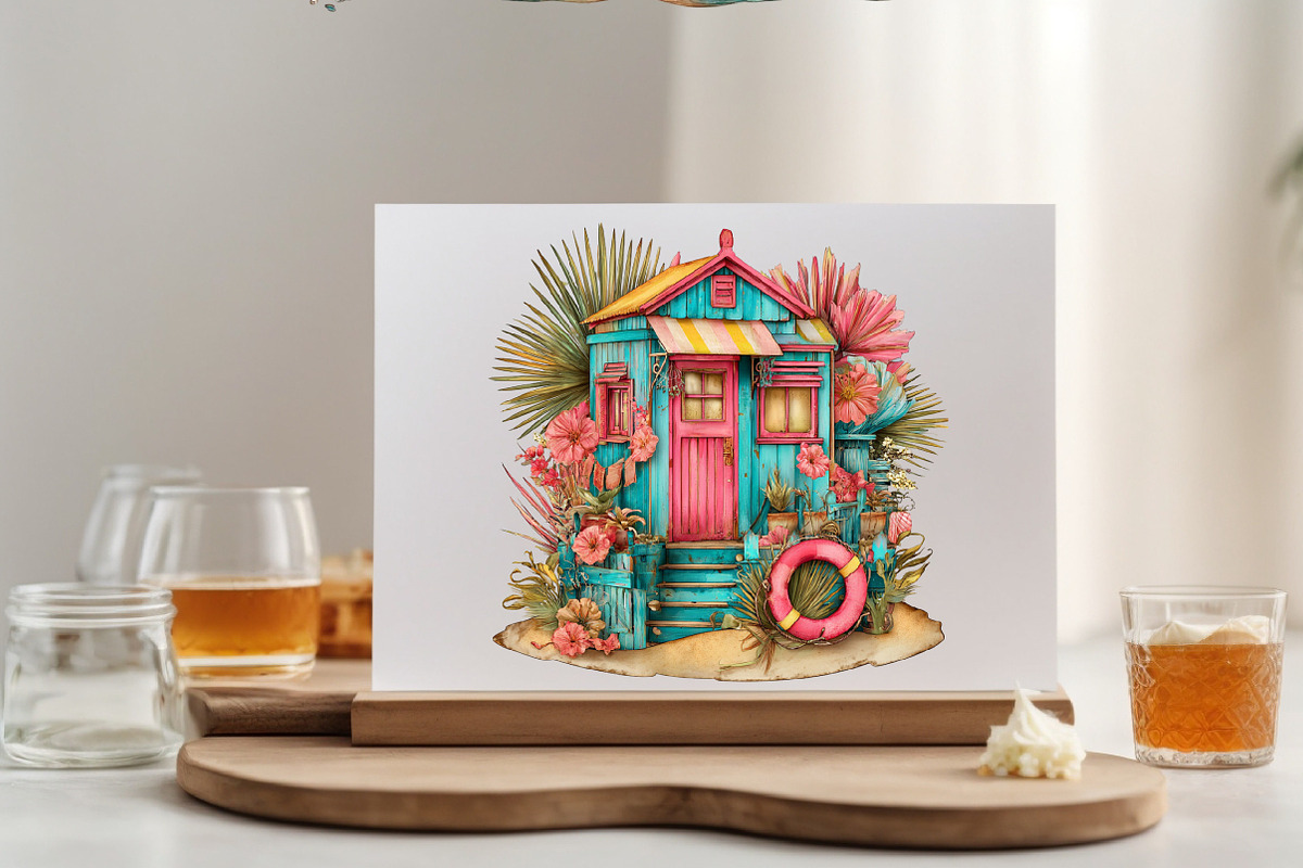 Beach Huts Summer Clipart Bundle., an Illustration by SVGArt (Photo 6 of 9)