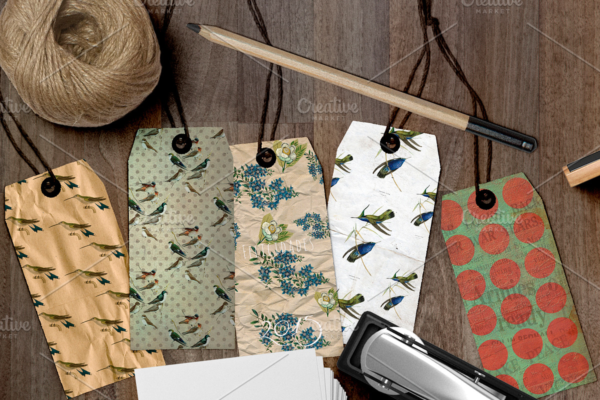 Vintage Birds- 10 Digital paper, a Texture Graphic by JAY MID IMAGE (Photo 4 of 4)
