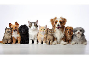 pet dog and cat group ai generated, an Animal Photo by pikepicture