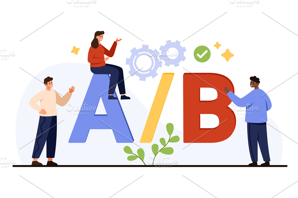 A B Testing Concept with Team, a Technology Illustration by Flashvector
