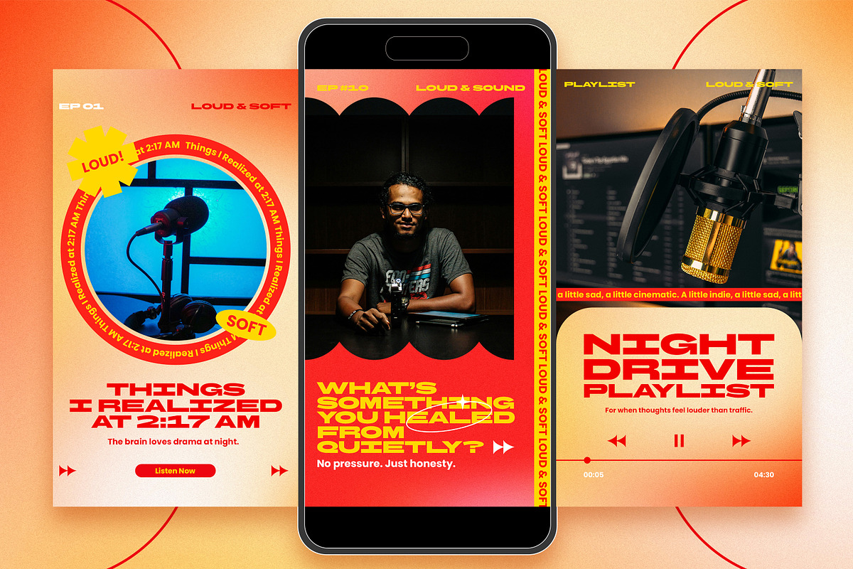 Loud & Soft Podcast Instagram Kit, a Social Media Template by Nenjo Studio (Photo 2 of 5)