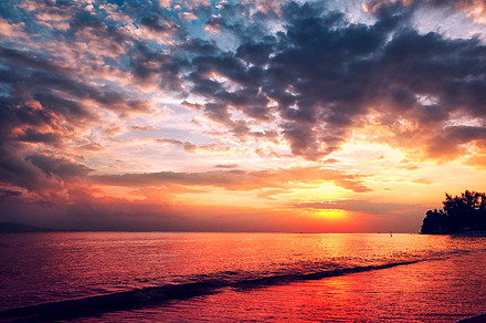 Bright sunset stock photo containing sunset and sea, a Nature Photo by Olezzo