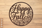 Happy Fall Wall Art SVG Laser Cut, a Seasonal Illustration by DreamPrint404 (Thumbnail 1 of 3)