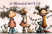 Whimsical Floral Girl & Kitten, an Animal Illustration by GiraffeCreative (Thumbnail 1 of 20)