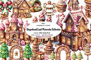 Gingerbread Land Watercolor, a Seasonal Illustration by CreationArt (Thumbnail 1 of 7)
