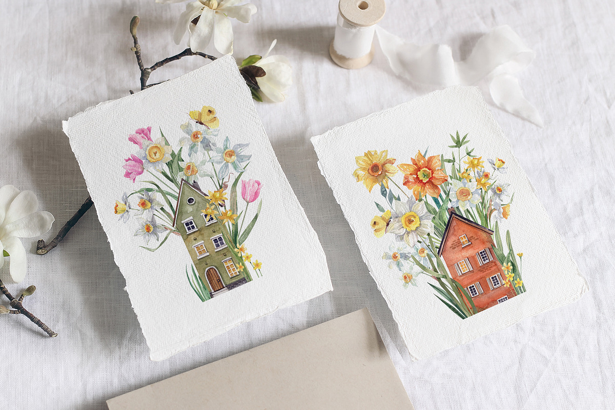 Blossoming Village, an Illustration by Watercolor by Tonia Tkach (Photo 2 of 6)