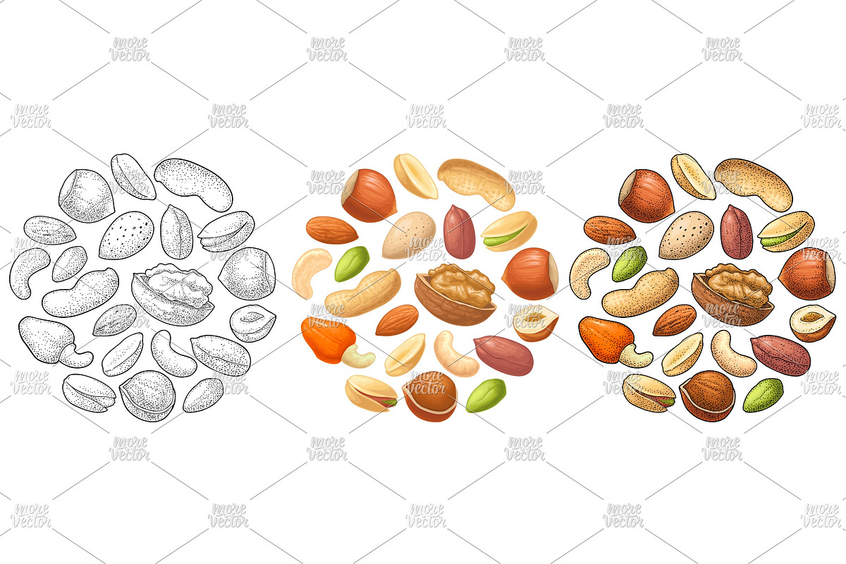 Pattern and stack nut engrave, icon, a Food Illustration by MoreVector (Photo 1 of 4)