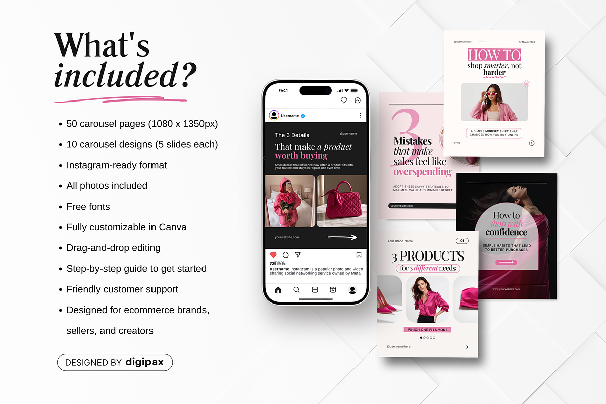 Ecommerce Carousel Instagram Posts, a Social Media Template by DigiPax (Photo 2 of 10)