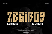 Zegibos - Stencil Font, a Sans Serif Font by Iqsiart Studio (Thumbnail 1 of 7)