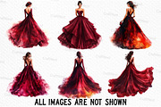 Burgundy Woman Watercolor Clipart, an Illustration by Craft Nest (Thumbnail 4 of 6)