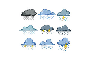 Weather forecast icons showing, an Object Illustration by pikepicture