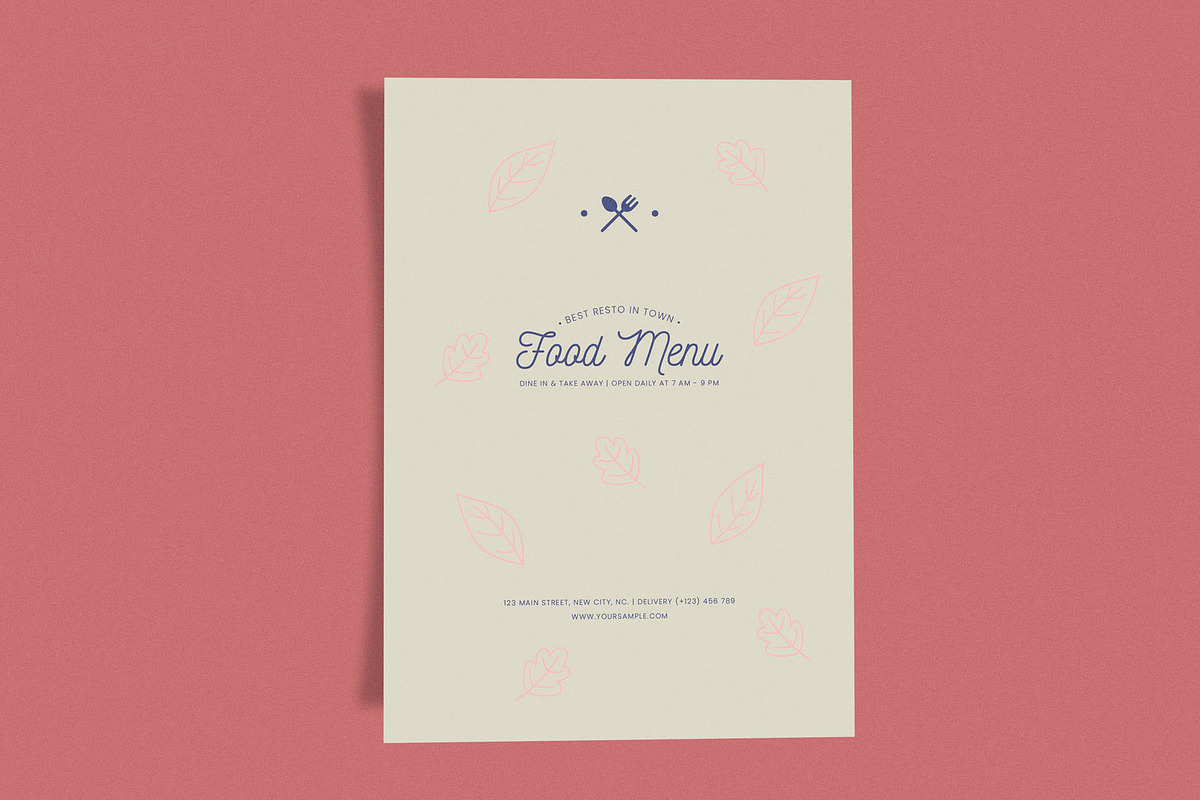 Simple Food Menu Leaf, a Flyer Template by Me55enjah Design (Photo 2 of 4)