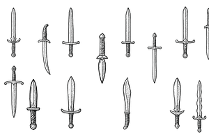 Vintage Sword Set, an Object Graphic by nikagraphic