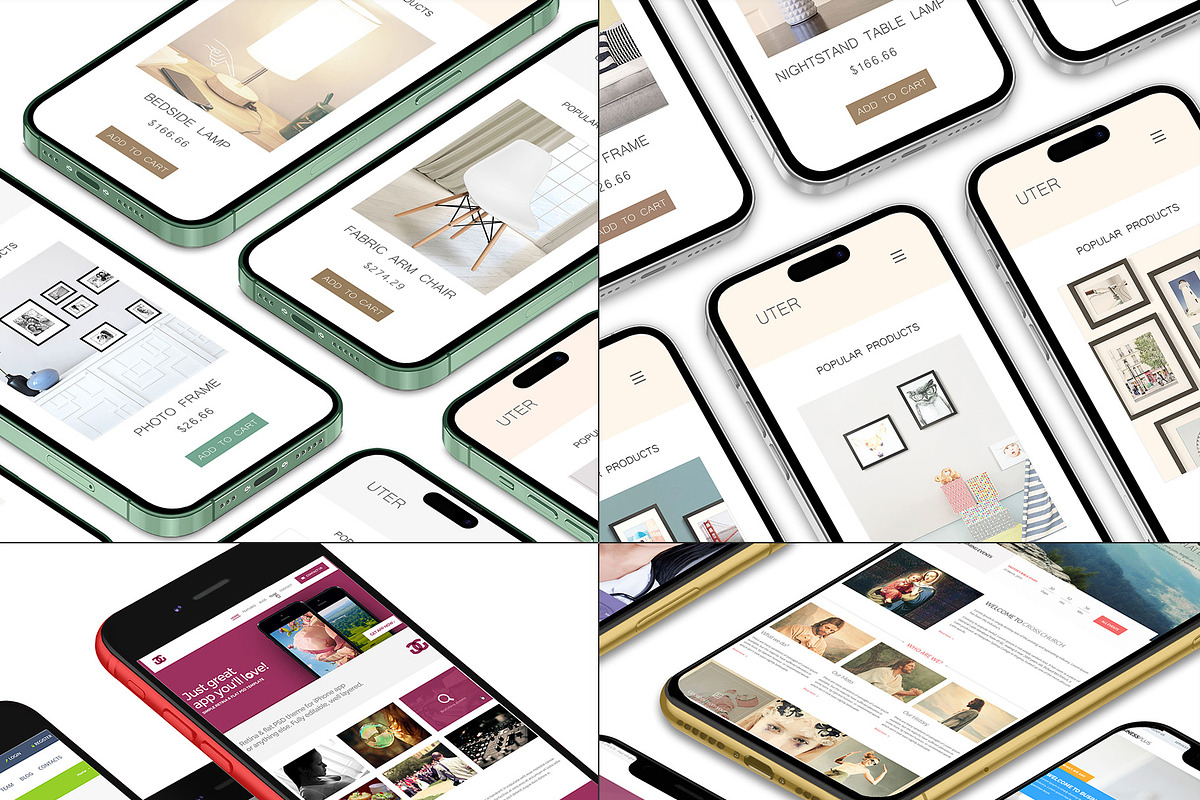 Realistic 3D iPhone Mock-Up Bundle 4, an iPhone Mockup by Graphicsworld125 (Photo 1 of 16)