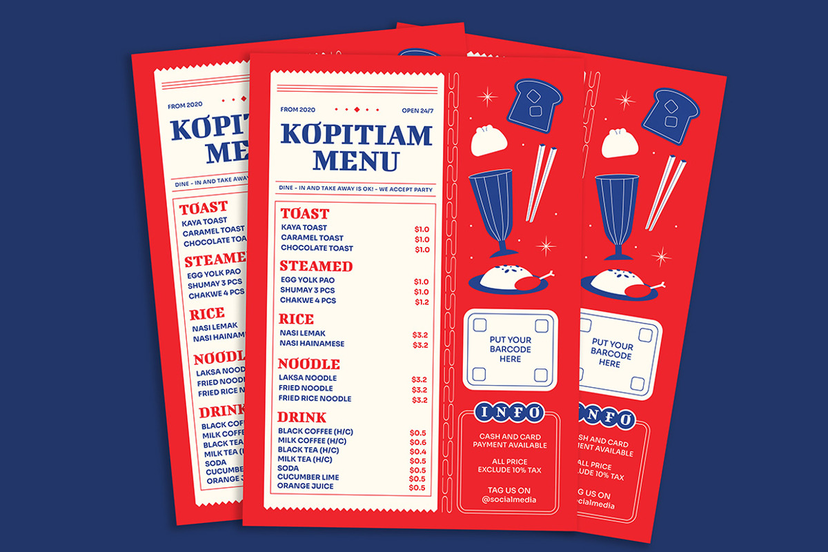 Red and Blue Kopitiam Menu, a Stationery Template by Gumico Studio. (Photo 2 of 3)
