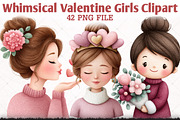 Whimsical Valentine Girls Cliparts, a Person Illustration by RobertsArt (Thumbnail 1 of 6)
