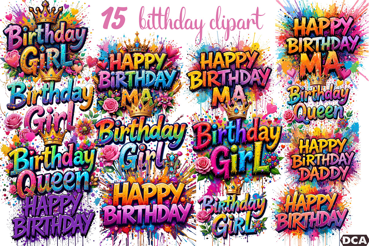 Birthday Clipart, an Illustration by DreamCafeArt (Photo 1 of 6)