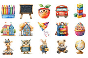 Cute Kindergarten Watercolor Clipart, an Illustration by Designking (Thumbnail 2 of 5)