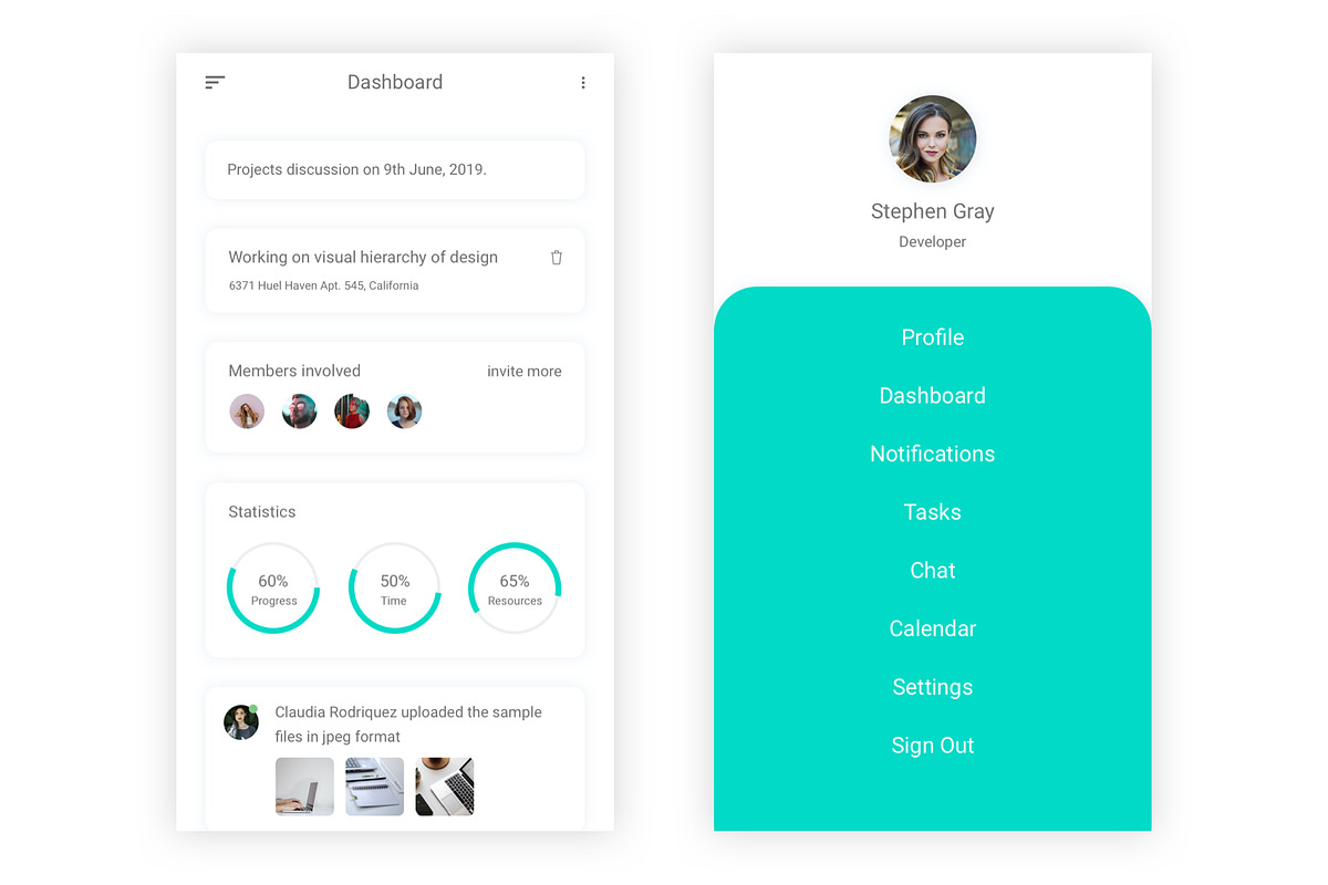Daily Task Management Photoshop App, an UI Kit Template by themelove