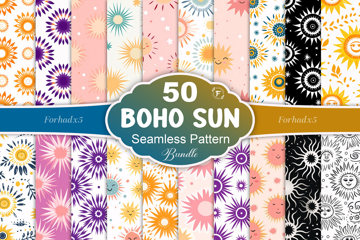 Abstract Boho Sun Seamless Pattern, a Pattern Graphic by Forhadx5