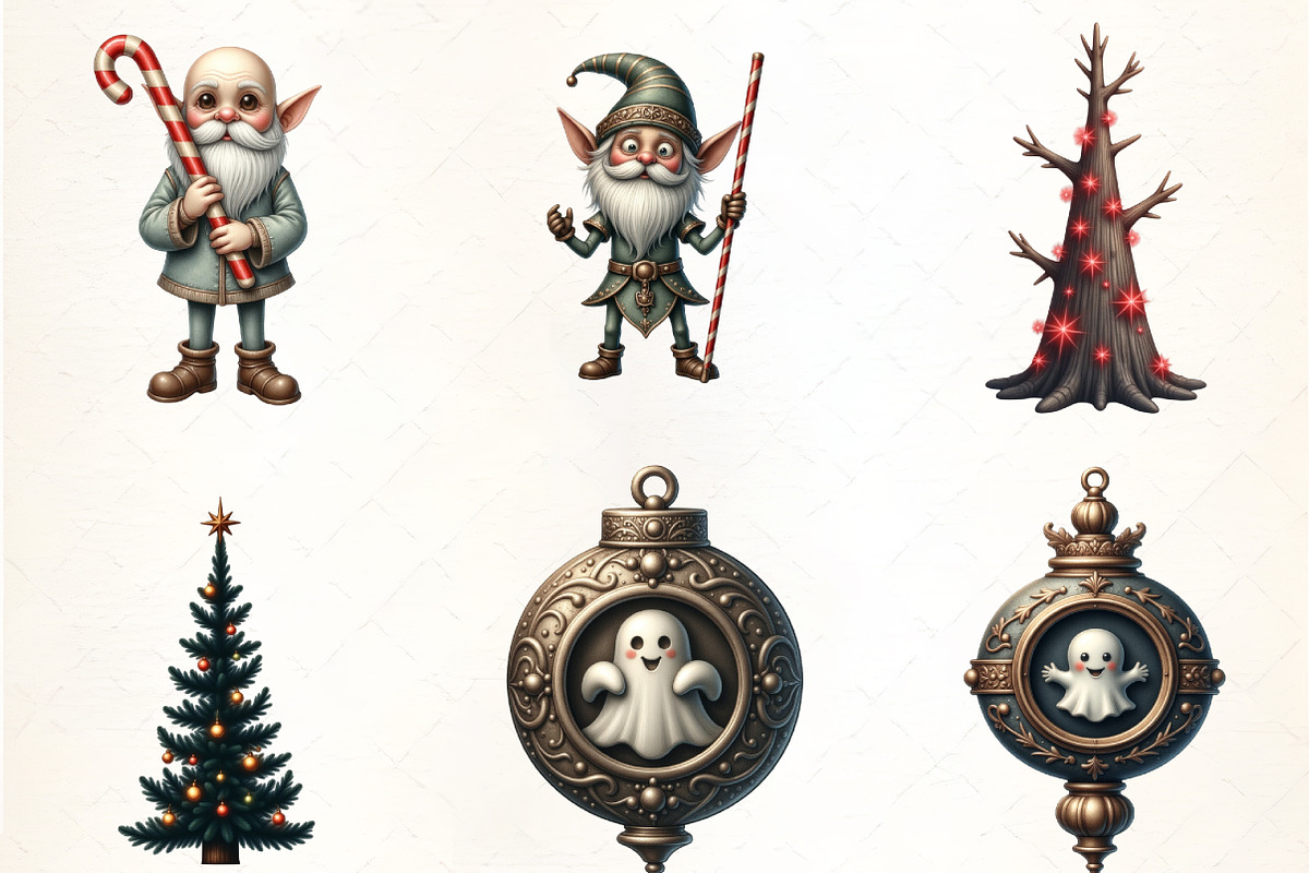 Creepy Christmas Clipart, an Illustration by CrexoraLab (Photo 2 of 5)