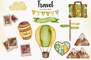 Watercolor Travel Adventure clipart, an Illustration by LuiDesignStudio (Thumbnail 2 of 4)