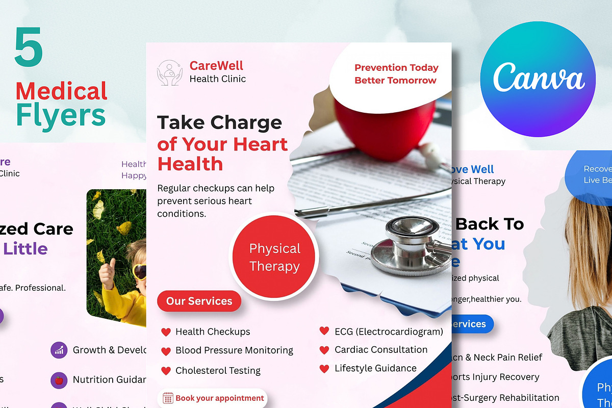 Clinic Flyer Template Editable Canva, a Flyer Template by Mohammad Sarfaraz (Photo 2 of 11)