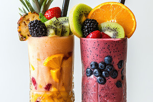 Two Delicious Fruit Smoothies Fresh, a Food & Drink Photo by Pixeness Studio