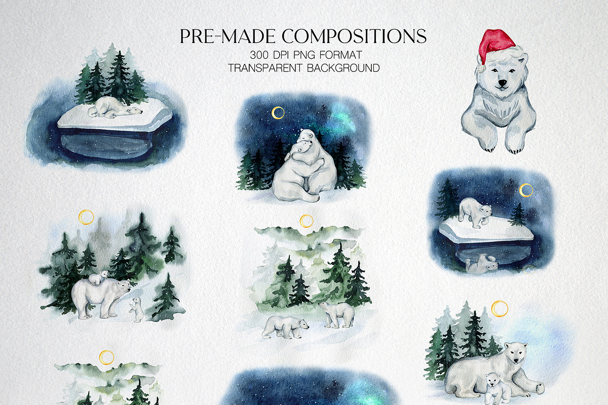 White Polar Bears, an Animal Illustration by CrystalinaShop (Photo 4 of 8)