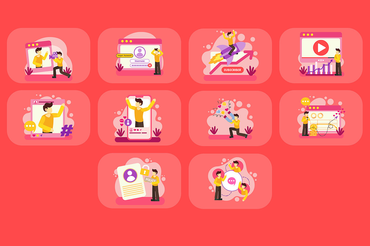 Social Media Illustration Pack, an Illustration by baii09 (Photo 4 of 4)