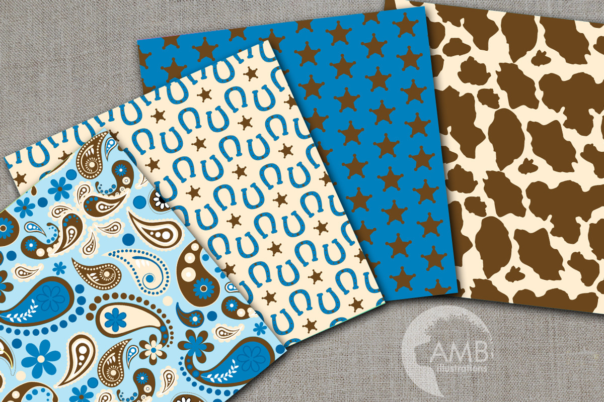 Cowboy digital paper AMB-1975, a Pattern Graphic by AMBillustrations (Photo 2 of 2)
