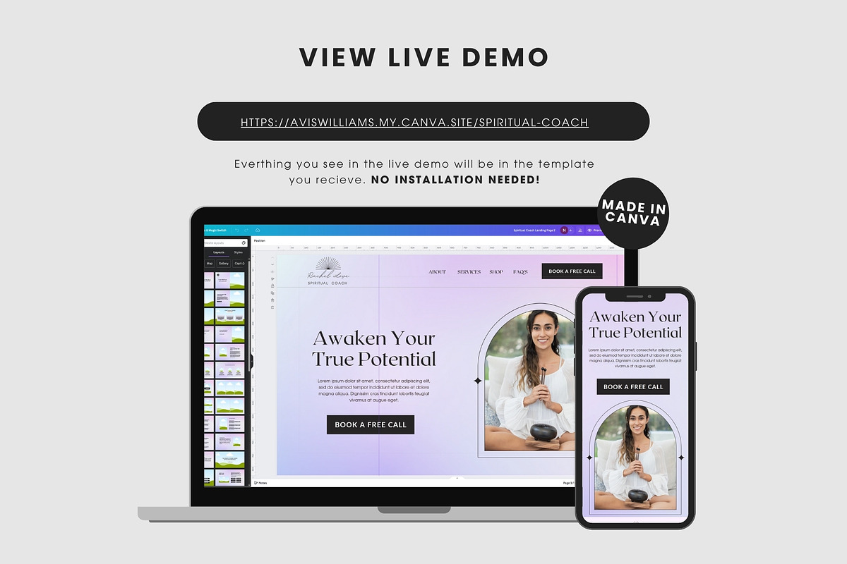 Spiritual Coach Canva Template, a Landing Page Template by StartBuildLaunch (Photo 2 of 6)