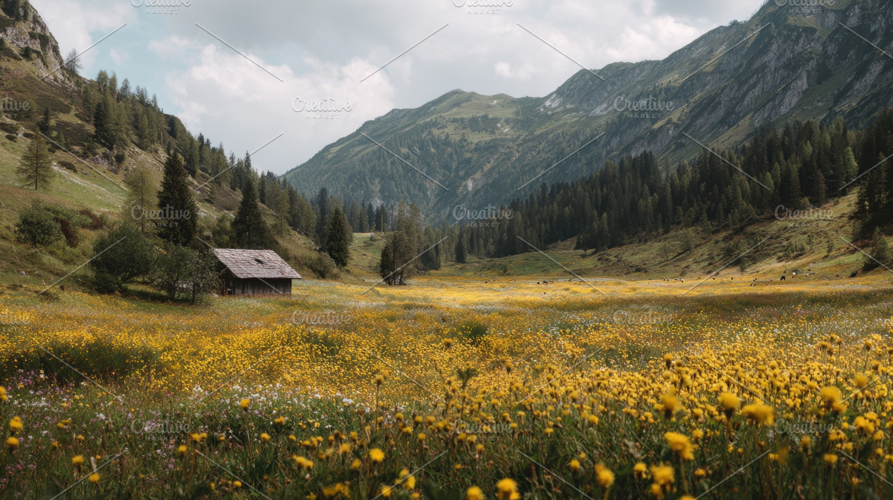 Vibrant mountain wildflower field, a Photo by Beautiful things