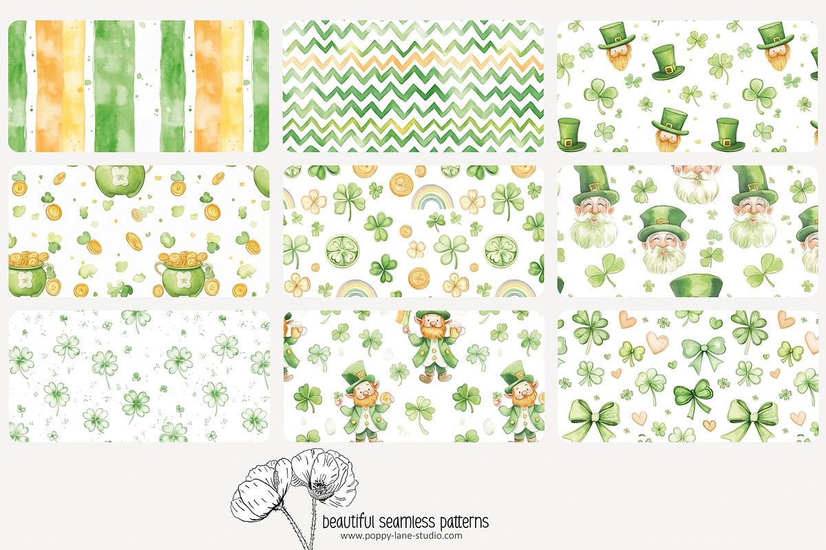 70 St Patrick's Day seamless pattern, a Pattern Graphic by Poppy Lane Studio (Photo 3 of 10)