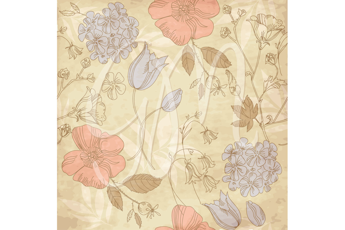 Flower Designs papers vintage style, an Illustration by GraphicMarket (Photo 4 of 5)