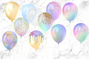 Iridescent Rainbow Balloons Clipart