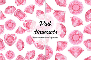 Watercolor Pink Diamonds Patterns