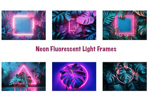 Neon Fluorescent Light Frames Bundle, a Graphic by VetalStock