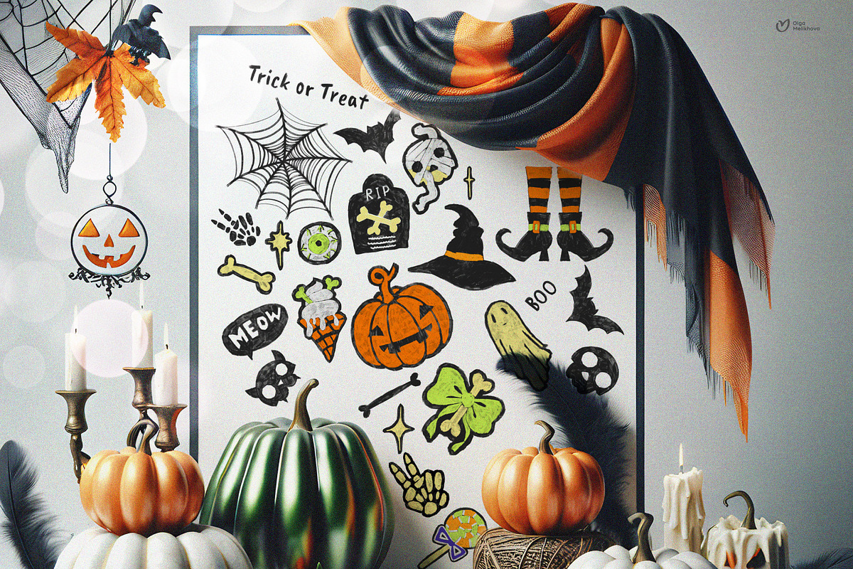 Halloween Bundle png, Hand-drawn, a Graphic by ollalya (Photo 5 of 11)