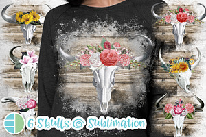 Boho Cow Skulls Flower Wood Cattle