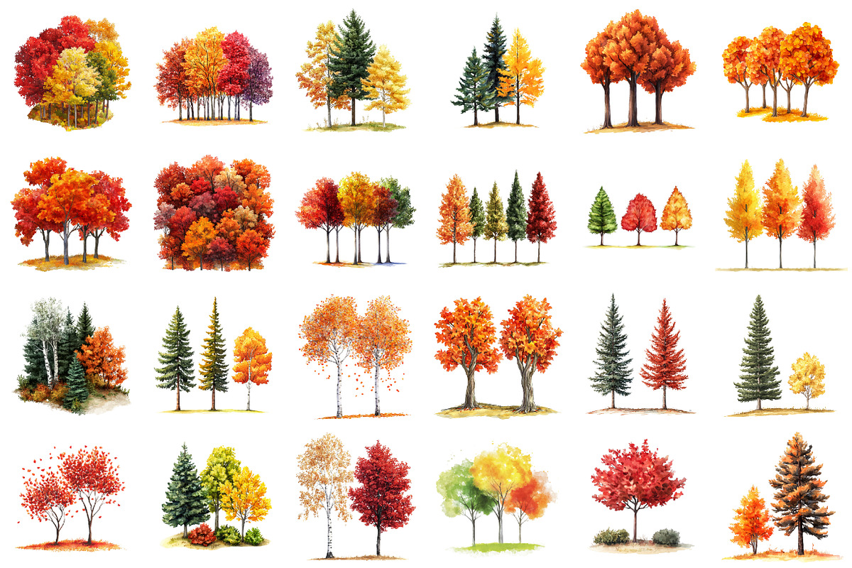 Watercolor Autumn Tree PNG Clipart, a Seasonal Illustration by designcity5 (Photo 2 of 5)