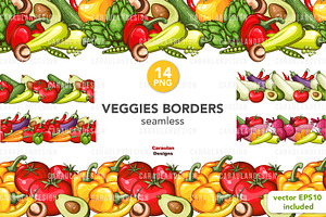 VEGGIES SEAMLESS, a Food Illustration by Serghei Caraulan