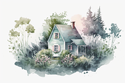 Spring Cottage Watercolor Collection, a Seasonal Illustration by OREJE (Thumbnail 9 of 17)