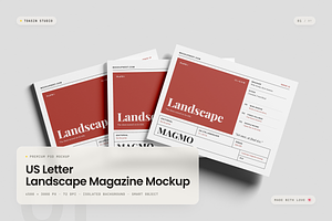 US Letter Landscape Magazine Mockup, a Books & Magazine Mockup by Toasin Studio