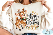 Happy Christmas Reindeer PNG, a Seasonal Illustration by Daily.Designs (Thumbnail 2 of 5)