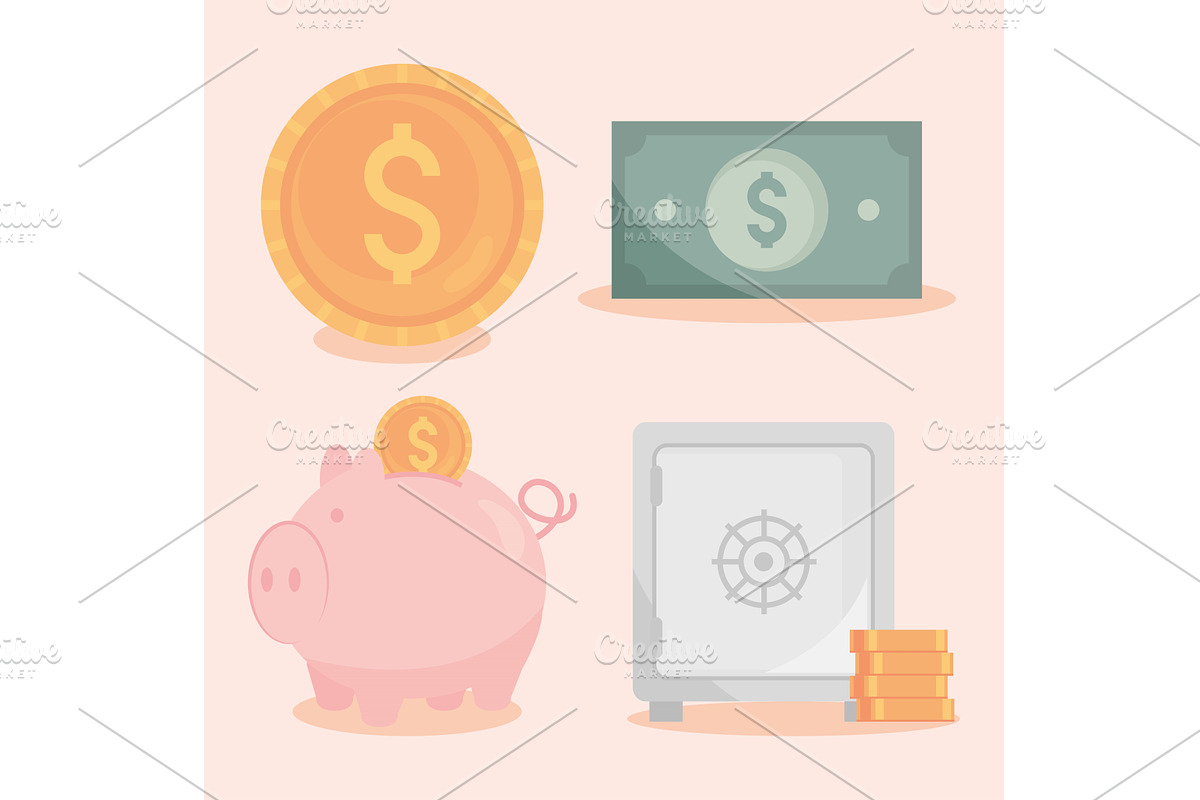 icons set money income, an Object Illustration by studiogstock
