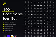140+ Ecommerce Icon Set – IconFlow, an Outline Icon by PixelGaze (Thumbnail 1 of 6)